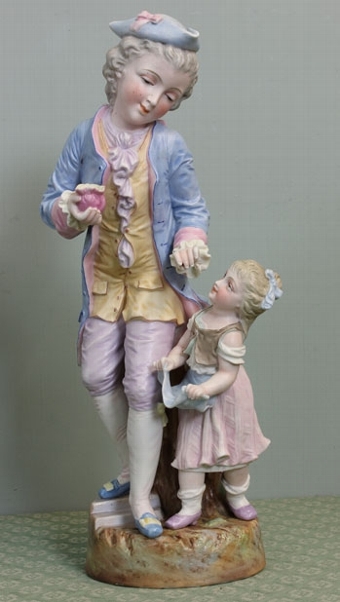 Antique Large Pair Victorian Bisque Figurines, Figures.