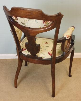 Antique Antique Inlaid Edwardian Armchair, Carver Desk Chair.