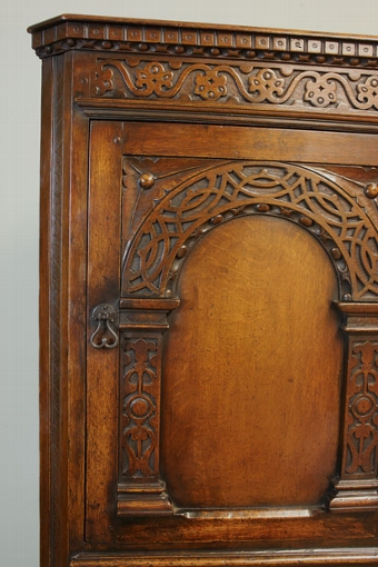 Antique Antique Carved Oak Corner Cupboard.