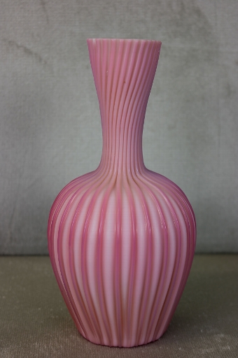 Antique Victorian 19th Century Pink Satin Glass Vase,