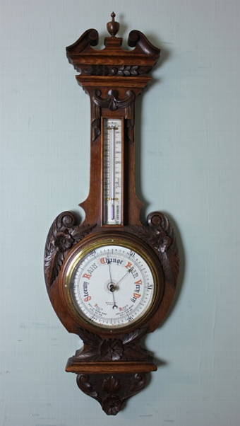 Antique Victorian Oak Barometer,