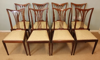 Set Eight Edwardian Mahogany Inlaid dining Chairs