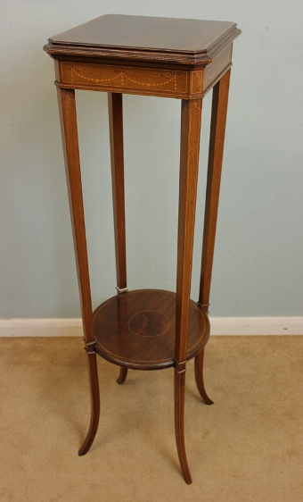 Antique Edwardian Inlaid Mahogany Plant Stand,