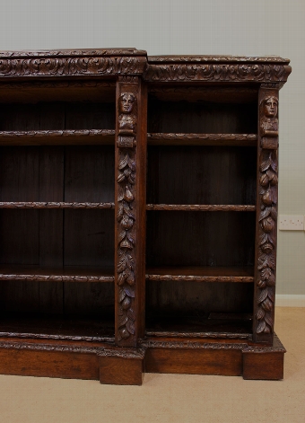 Antique Antique Victorian Carved Oak Open Bookcase