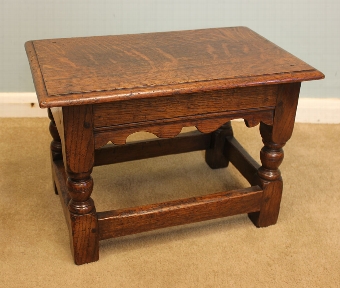 Antique Vintage Oak Stool, Low Table