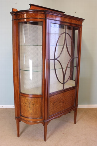 Antique Antique Edwardian Inlaid Glass Display Cabinet