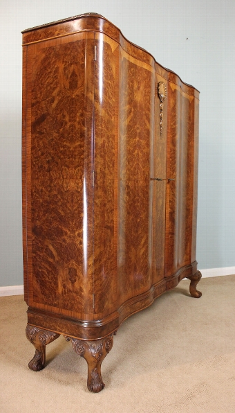Antique Antique Burr Walnut Cupboard Bookcase