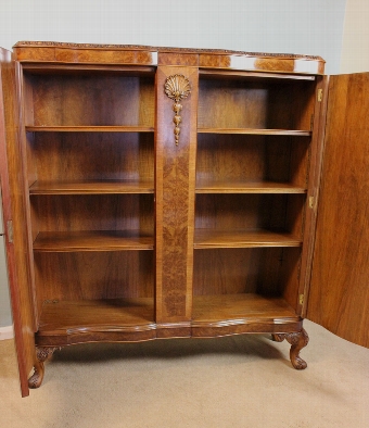 Antique Antique Burr Walnut Cupboard Bookcase