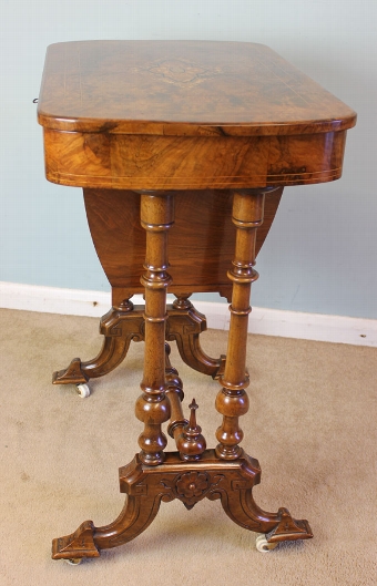 Antique Antique Victorian Figured Walnut Sewing Table. 
