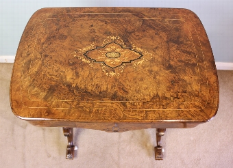 Antique Antique Victorian Figured Walnut Sewing Table. 