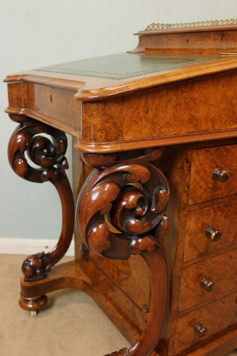 Antique Antique Burr Walnut Victorian Davenport / Writing Desk