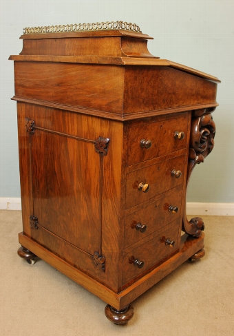 Antique Antique Burr Walnut Victorian Davenport / Writing Desk