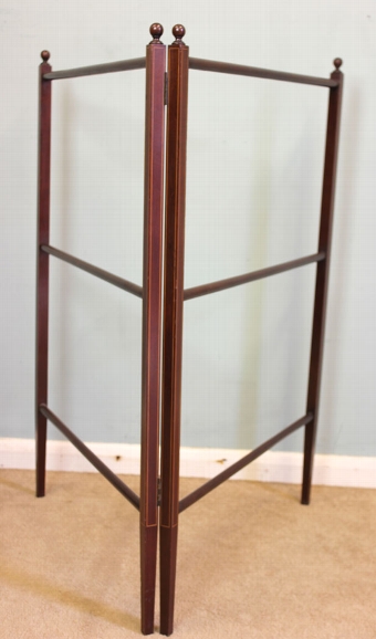 Antique Edwardian Mahogany Inlaid Towel Rail