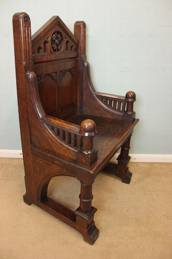 Antique Pair Antique Victorian Gothic Arm Chairs