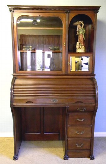 Antique Mahogany Bureau Bookcase Display Cabinet