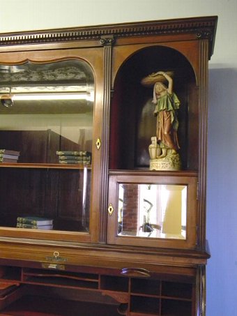 Antique Antique Mahogany Bureau Bookcase Display Cabinet
