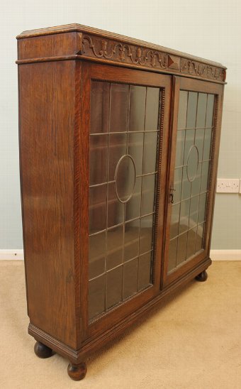 Antique Antique Oak Bookcase Display Cabinet