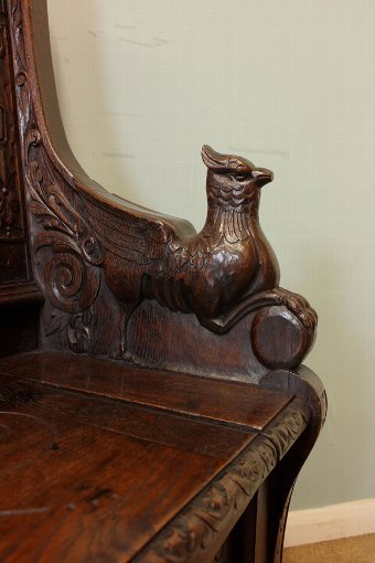 Antique Antique Victorian Oak Box Settle, Hall Seat, Bench