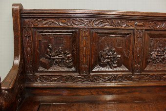 Antique Antique Victorian Oak Box Settle, Hall Seat, Bench