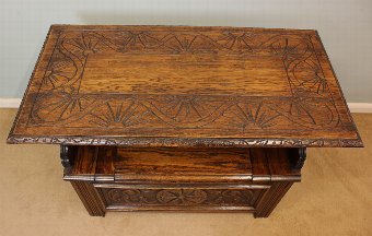 Antique Antique Carved Oak Monks Bench / Settle