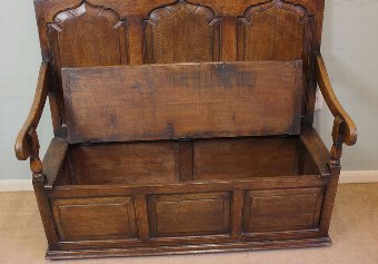 Antique Antique Georgian Style Box Settle, Hall Bench,