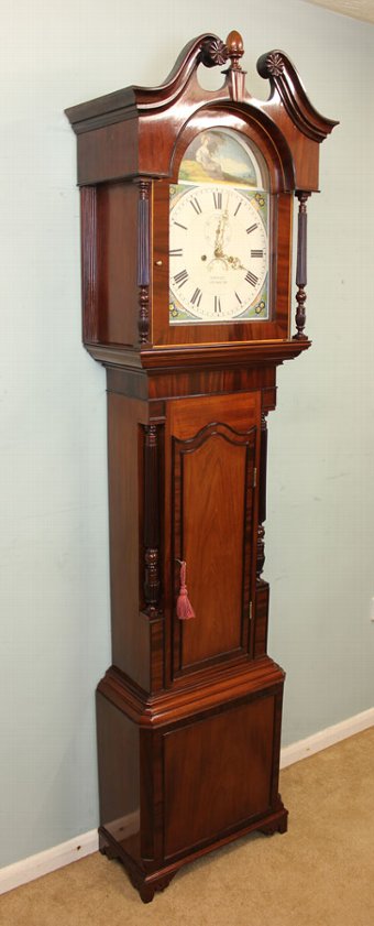 Antique Antique Longcase Grandfather Clock Mahogany Case, Eight Day,