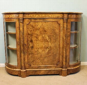 Antique Burr Walnut Credenza / Sideboard,