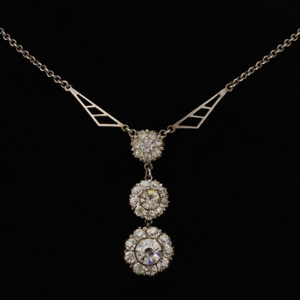 Antique Art Deco silver 3-drop pendant necklace | ANTIQUES.CO.UK