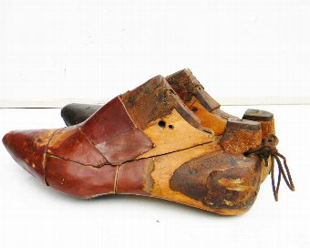 Antique Cobbler's shoe making wooden shoe patterns 