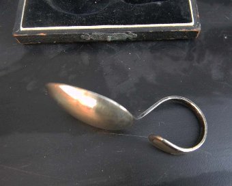 Antique antique solid silver spoon childs first spoon comes in original box. 