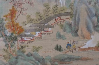 Antique Chinese painting on silk Victorian 