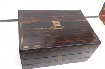 Antique Writing Box of Distiction in Coromandle wood comes with key Victorian