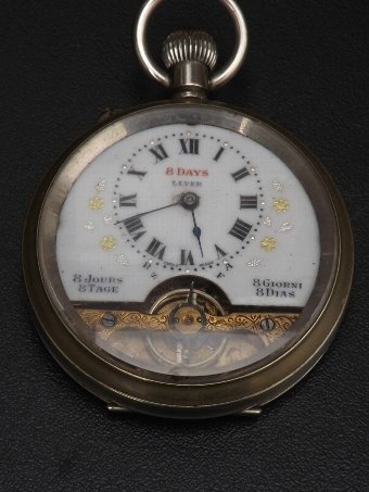 Pocket watch gun metal cased open escapment movement 