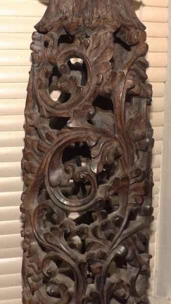 Antique Lamp and carved Chinese hard wood base vintage item 
