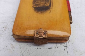 Antique mauchline ware note pad and pencil Tunbride scenes 