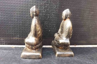 Antique Budda's sterling silver pair of sifters rare items