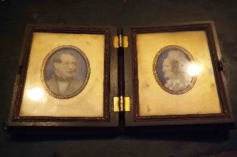 Minature paintings of Husband and Wife in original case.