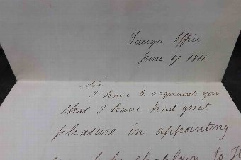 Antique Letter from Palmerston 1851 foreign office