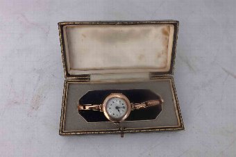 Antique Vintage Ladies 9ct gold wristwatch and presentation case