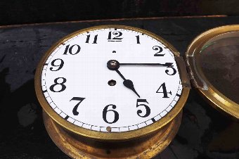 Antique Ships clock brass eight day mechanical movement 