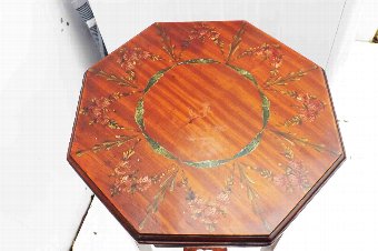 Antique Satinwood handpainted side table 