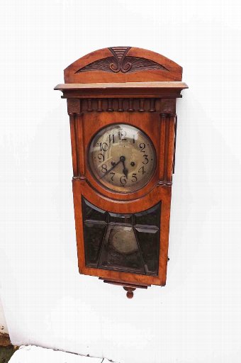 Edwardian walnut cased antique wall clock