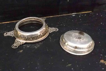 Antique pair of silver coasters 