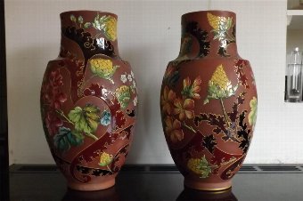 Sarrfglemines Vases large highly decorated rare items of quality Victorian