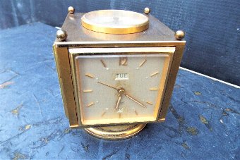 5 In 1 Desktop Clock by IMOF brass revolving 8 day with Day/Date