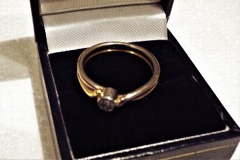 Antique Solitaire diamond on two tone gold ring