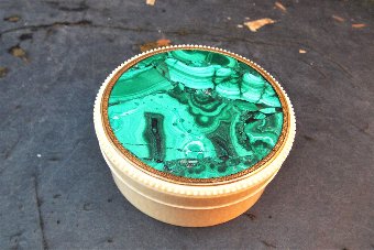 Malachite lady's trinket dish in top class condition.