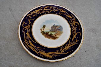 Rare antique hand painted country scenes serving plate Serves? unknown