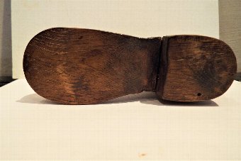 Antique Pair of Vintage wooden boots desk top inkwells 