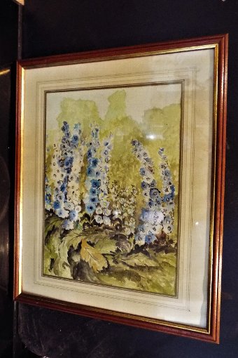 WATERCOLOUR PAINTING OF A STILL LIFE FLORAL SCENE SIGNED